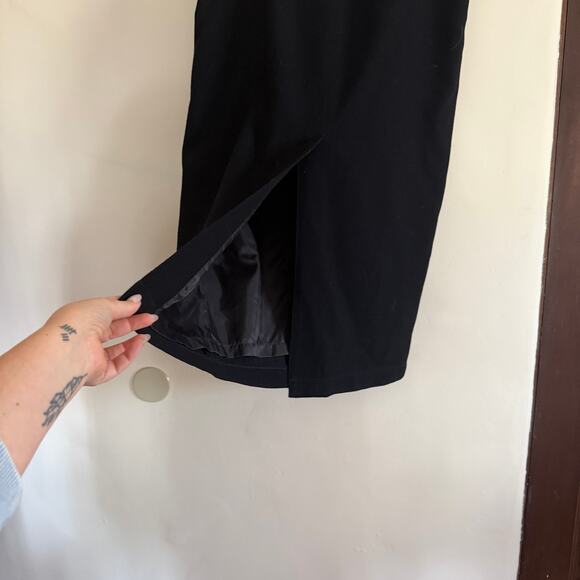 90s Vintage LAUREN RALPH LAUREN Made in USA Navy Wool Midi/Maxi Skirt 12 P - Picture 4 of 9